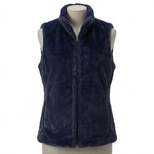 J.Crew Navy Blue Faux Fur Full Zip Vest K2216 HO18 Womens XXS